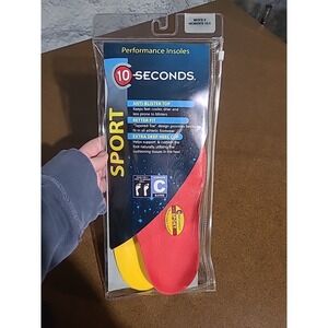10 Seconds Sport Performance Insoles M 9 / W 10.5 Anti-Blister High-Med Arch